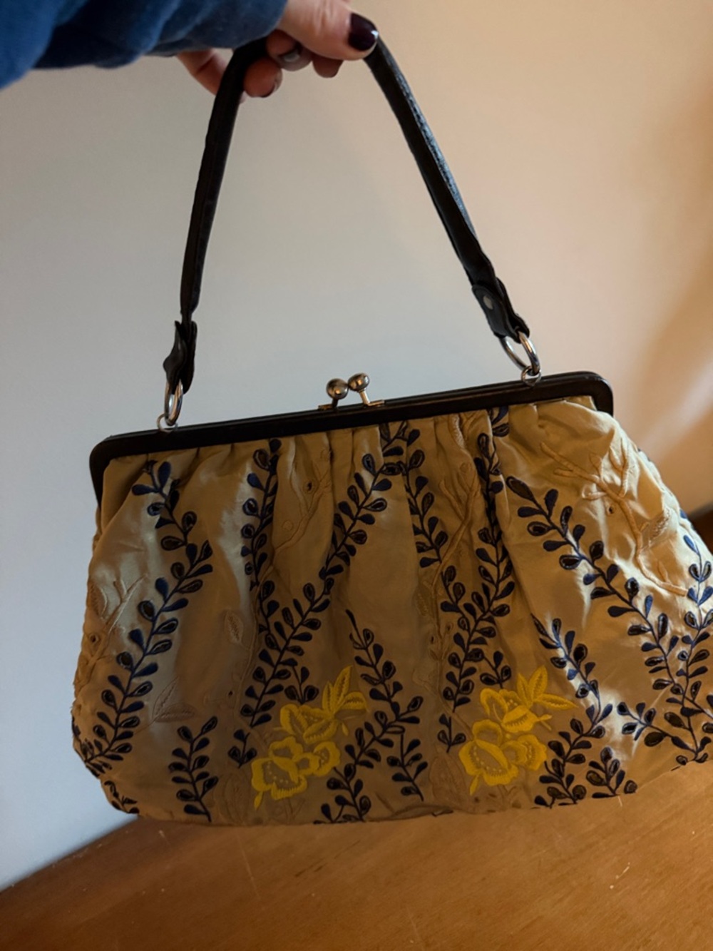 Chan Luu Yellow Floral Embroidered Frame Bag